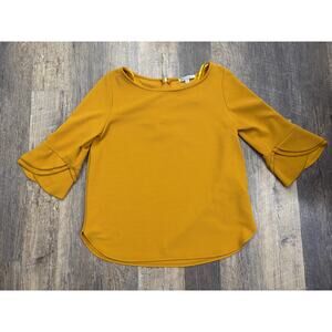 Green Envelope Los Angeles Mustard Bell Sleeve Blouse XL